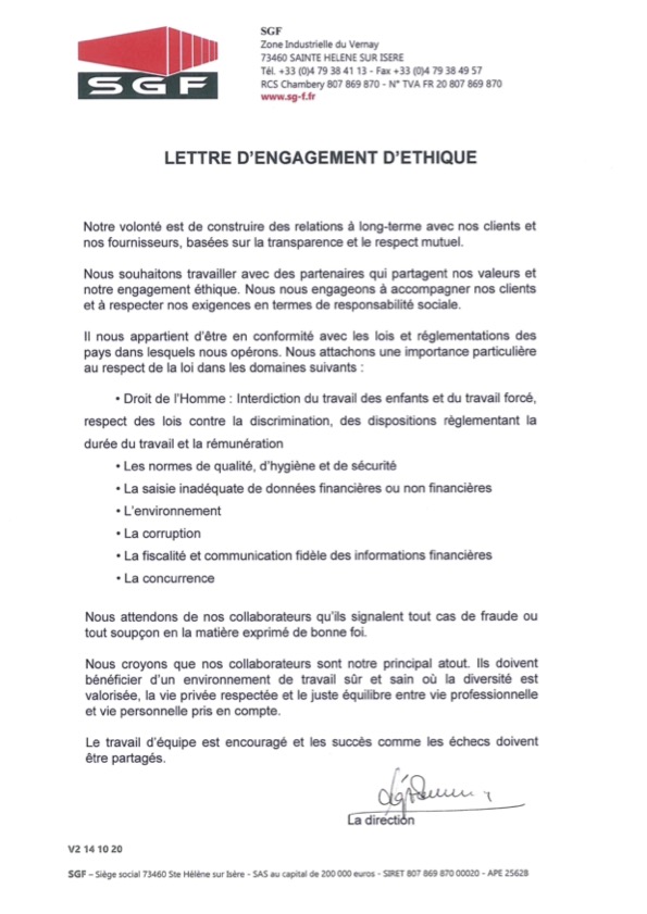 Lettre éthique SG-F